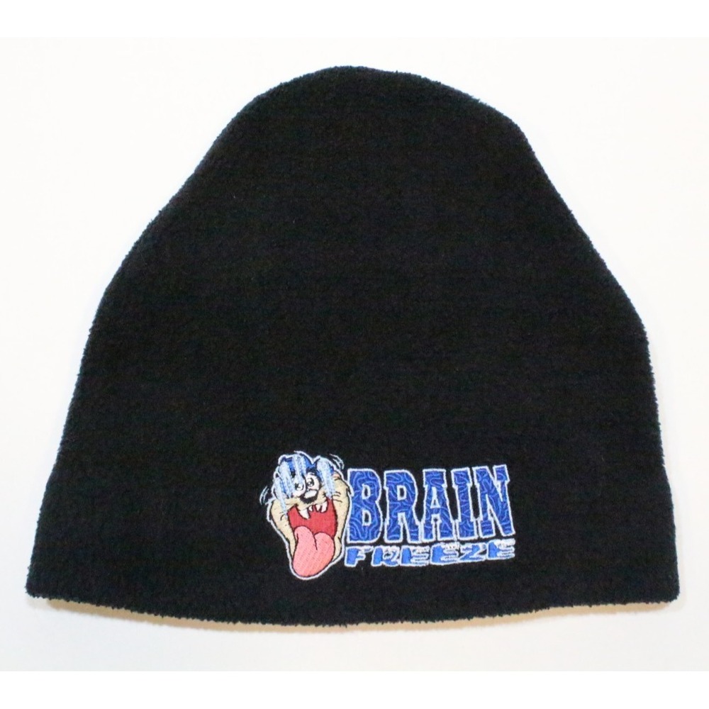 Vintage TAZ Tasmanian devil "Brain Freeze" Fleece Cartoon Loony Tunes Hat Y2K